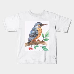 kingfisher colorful natural ballpoint pen art Kids T-Shirt